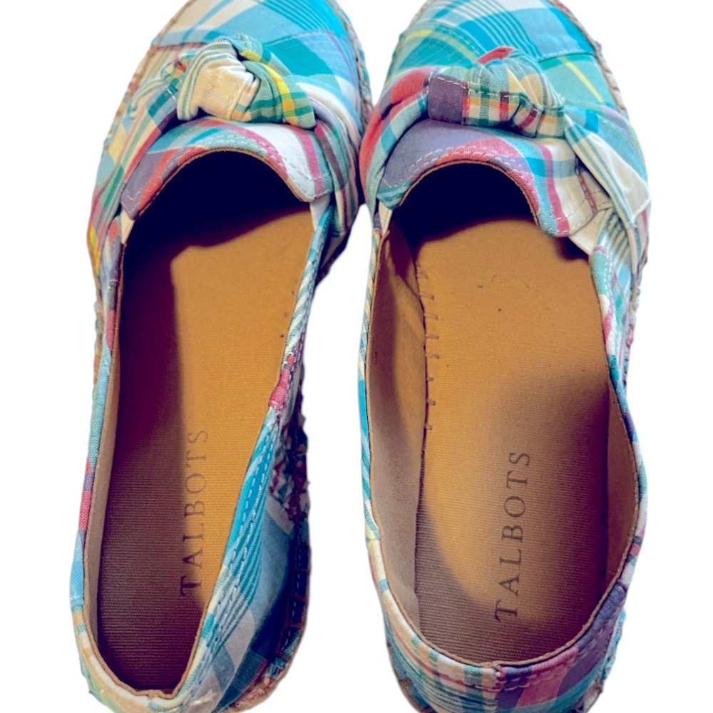 Talbots Izzy Knot Plaid Patchwork Espadrille Flat… - image 8